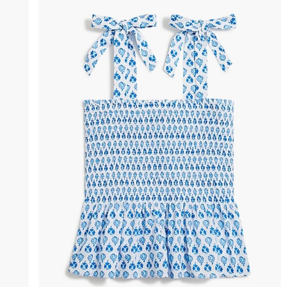 J. Crew Blue Floral Print Sleeveless Top